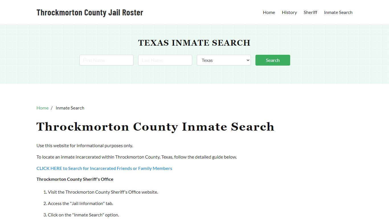 Throckmorton County, TX Detainee Lookup