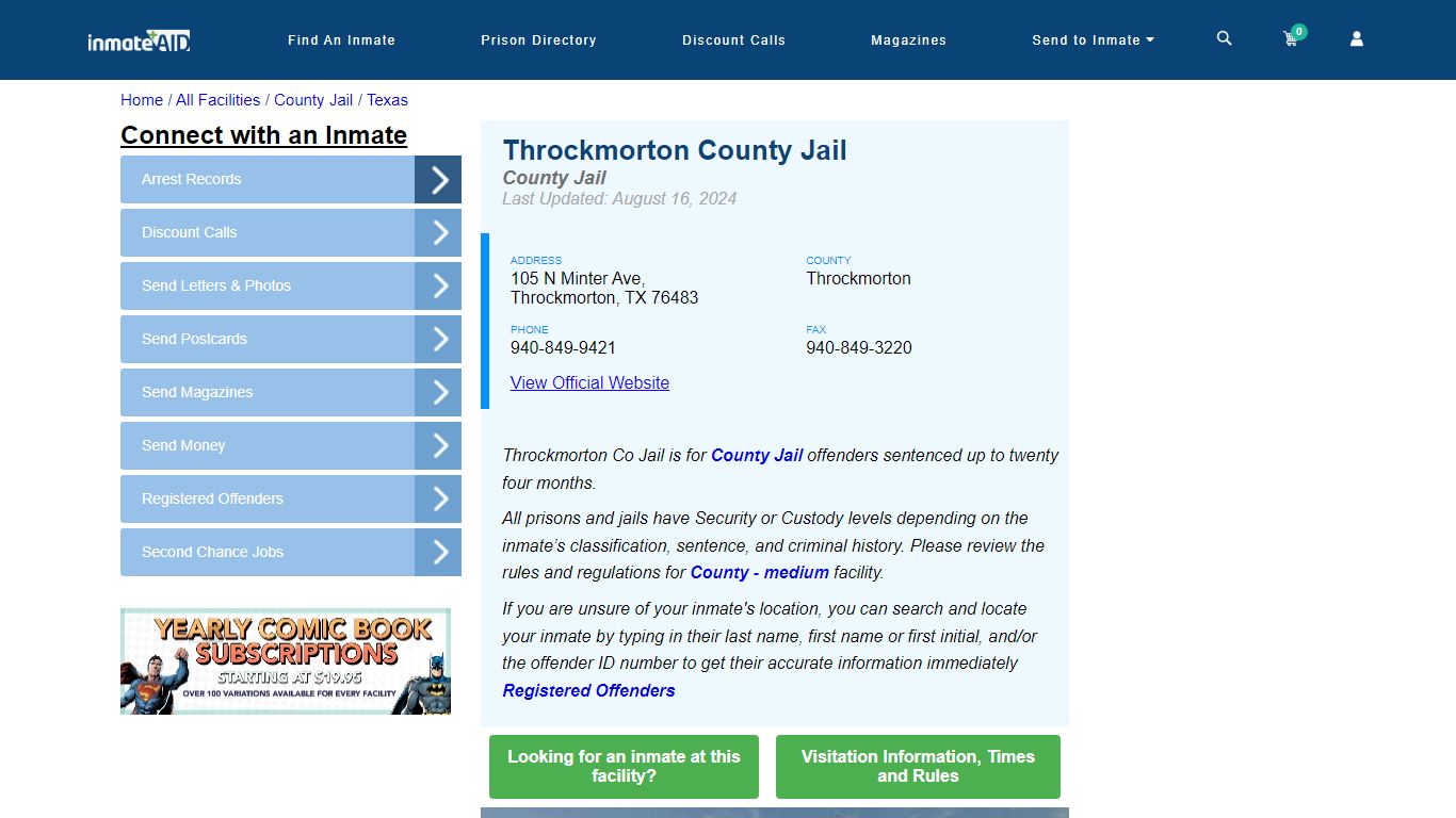 Throckmorton County Jail - Inmate Locator