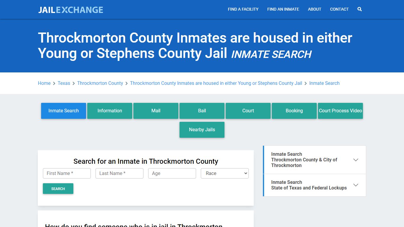 Throckmorton County Inmates are housed in either Young or Stephens ...